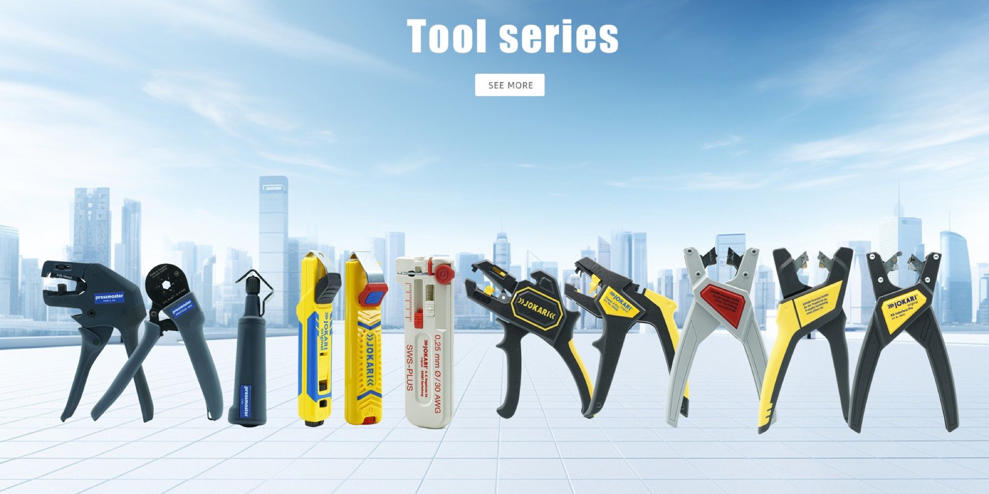 Professional cable stripping and preparation tools in an industrial setting